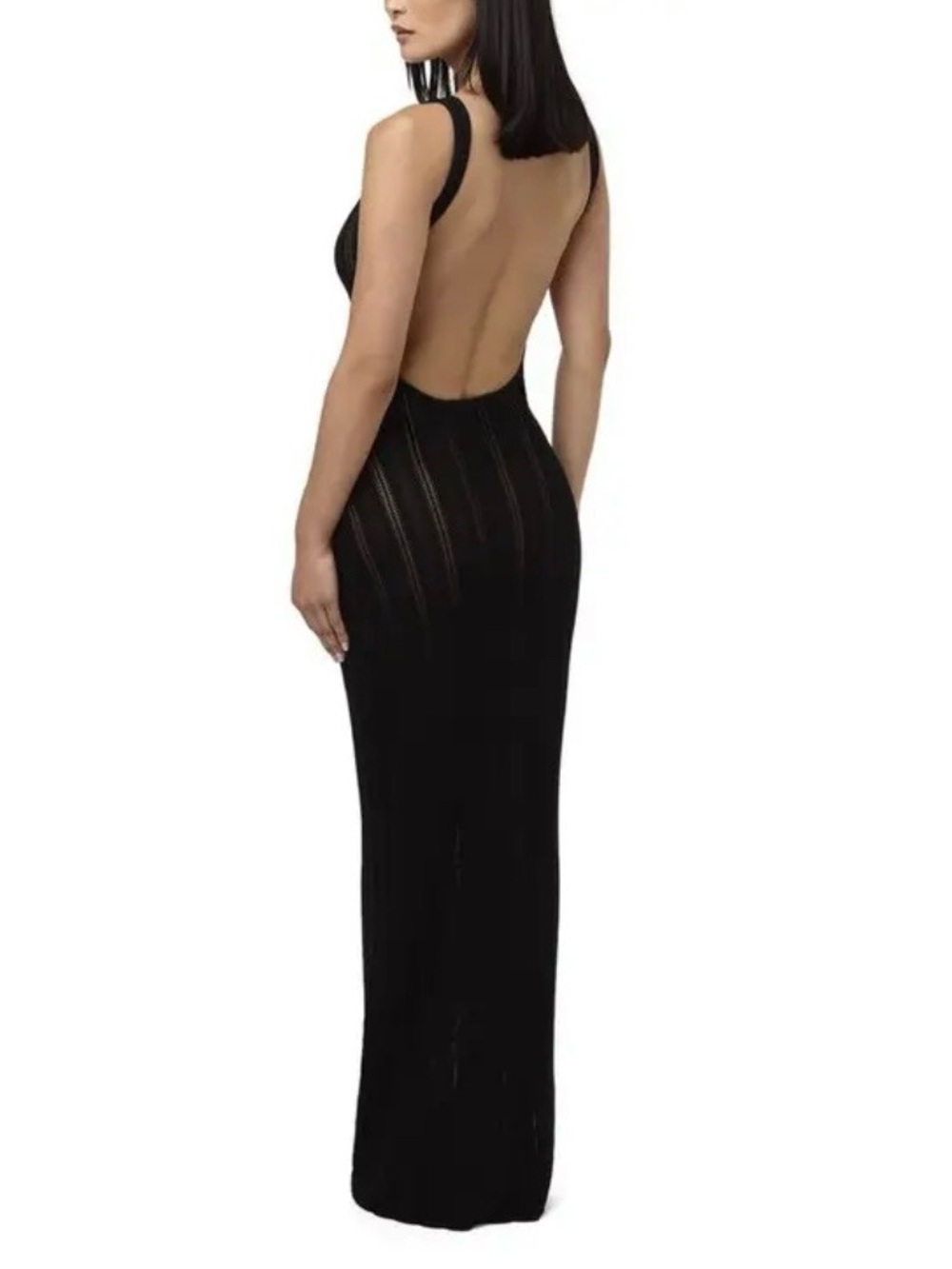 Naked Wardrobe Knit Open Back Maxi Dress Black